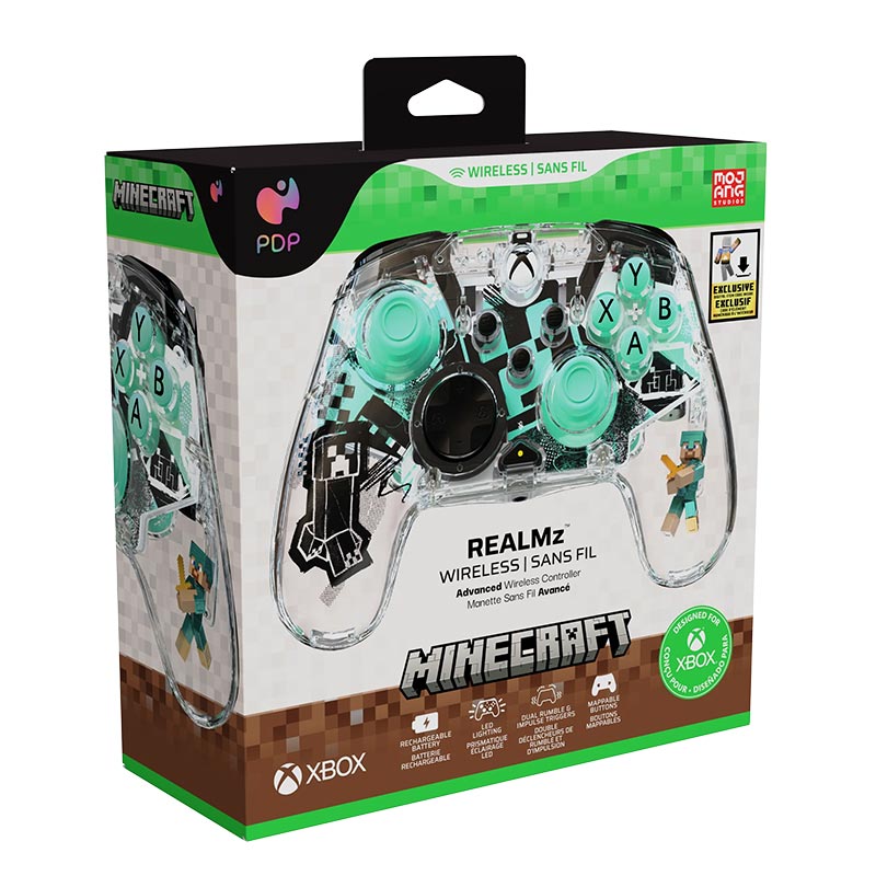 PDP Unveils the REALMz Minecraft – Diamond Print Wireless Controller Featuring Steve Figurine